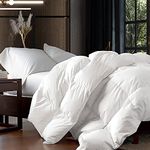 LUXURIOUS KING / CALIFORNIA KING Size Siberian GOOSE DOWN Comforter, 1200 Thread Count 100% Egyptian Cotton 750FP, 50oz, 1200TC, White Solid