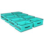 Kuber Industries (Pack of 8) Storage Box | Wardrobe Organizer | Closet Drawer Organizer for Saree, Shirts, Blankets & Books | Foldable Storage Organizer with Transparent Window | Reliance Green