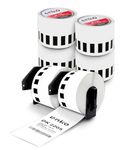 enKo - Compatible for Brother DK-2205 Labels Continuous (2.4 Inch x 100 Feet) Paper Roll Tape - 6 Rolls + 2 Refillable Cartridges