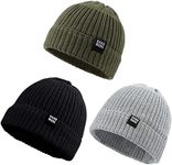 JANGANNSA Simple Knitted Baby Beanie Hip-Hop Boys Winter Hat Toddler Kids Bonnet for Girls Warm Bonnet (Black+Light Gray+Army Green, M)
