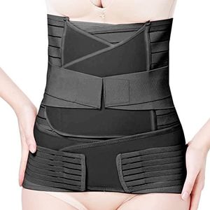 MONDAYNOON 3 in 1 Postpartum Belly Band Support Recovery Girdles Postpartum Belly Wrap & Abdominal Binder Post Surgery Compression Wrap for Belly, Black XL