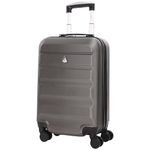 Aerolite Lightweight 55cm Hard Shell 34L Travel Carry On Hand Cabin Luggage Suitcase 4 Wheels, Approved for Ryanair Priority, British Airways, Virgin Atlantic, 5 Year Warranty, Charcoal