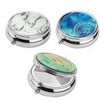 YPLonon 3 Pieces Travel Pill Boxs 3 Compartment Mini Tablet Box Metal Portable Pill Box with Mirror Round Medicine Pill Cases for Pocket or Purse for Vitamins Medicine Supplements