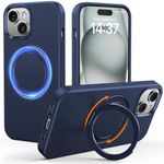 Gatatol for iPhone 15 Case, [Compatible with MagSafe] Fusion+ Silicone Shockproof Silky & Slim Drop Protection Phone case with Built-in Kickstand for iPhone 15 (Blue) 2023