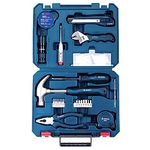 Bosch Hand Tool Kit (Blue, 66 Pieces) – Multi-Purpose Set with Hammer, Plier, Cutter, Torch, Wrench, Screwdriver Bits, Drill Bit, Tape, Screws & More