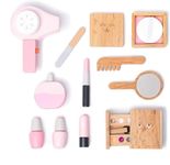 NESTA TOYS - Wooden Makeup Toy | Girls Salon Playset | Beauty Salon Play Set with Vanity and Accessories (12 Pcs)