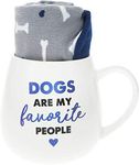 Pavilion Gift Company 71306 Dogs are My Favorite People Bone Socks & 15.5 Oz Coffee Cup Mug Gift Set, White