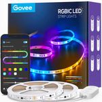 Govee 65.6ft RGBIC LED Strip Lights, LED Light Strips Bluetooth Control, Segmented DIY, Intelligent Color Picking, Music Sync, 64 Scene Modes LED Lights for Bedroom Gaming Room