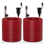 Dreyoo 2 Pack 8.2ft 12V/24V Cigarette Lighter Socket Extension Cable with Battery Eyelet Ring Terminal, Car Cigarette Lighter Socket Extension Cord Outlet Adapter Plug Power Supply for Car Motorcycle