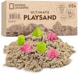 Blue Marble National Geographic Moon Sand - 24 Lb. Bulk Play Sand Kit with 6 Castle Molds (Natural) - A Fun No Mess Sensory Activity, Kids Fake Sand Play Set, Sensory Bin Filler