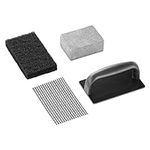 Navaris Griddle Cleaning Kit (32-Piece Set) - Grill Cleaner Kit for Flat Top - Includes 20 Screens, 10 Scouring Pads, Screen Holder, Cleaning Brick