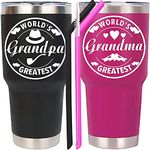 Grandparents Mugs Set, Good Gifts for Grandparents, Gifts for Grandma and Grandpa, Grandma Coffee Travel Mug, Worlds Greatest Grandma Grandpa Mug, Grandparents Gift Set