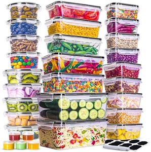 RFAQK 60 Pcs Food Containers with Lids 75 OZ to1.2 OZ(30 Containers & 30 Lids)-Plastic Meal Prep Containers for Kitchen Storage & Organisation Microwave and Dishwasher Safe with Labels & Marker