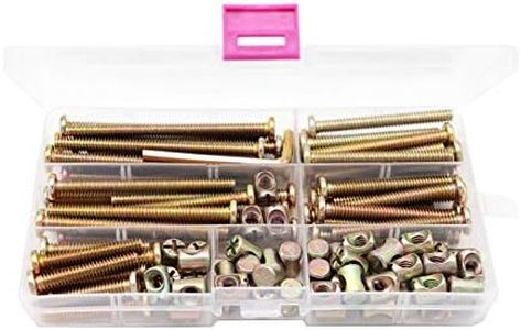 binifiMux Baby Bed Crib Screws Hardware Replacement Kit, 100pcs 1/4-20" Crib Hardware Screws Barrel Nuts Replacement Kit for Cot Chairs Furniture