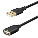 Fasgear [10ft/3m USB 2.0 Extension Cable - A Male to A Female Charging and Syncing USB Extender Cord (10ft, Black)