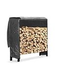 Neo Black Firewood Fire Log Rack Wood Burner Rack Storage Holder Stand Bucket Shelf Basket Metal Tall Steel Sets Accessory (Model 5 - Outdoor)