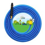 SUNICE 15 Meter Braided Blue Flexible Hose Pipe, Spray, Adapter (Pipe Diameter ½’’ inch, 0.5 Inch, 12 mm) Gardening, House Cleaning,Car and Bike Washing Spray Gun [Braided Blue Pipe with Black Spray]