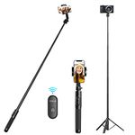 63'' 160cm Selfie Stick ULANZI SK-03 3 in 1 Stable Phone Stand for Smartphone/Camera, 160cm Extendable Phone Tripod with Detachable Remote, Compatible with iPhone/Galaxy/Huawei, etc.