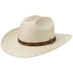 Stetson Edcouch Western Toyo Straw Hat Men - Sun Cowboy Summer with Leather Trim Spring-Summer - L (58-59 cm) Nature