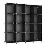 AWTATOS Cube Storage Organizer, 16 Cube Closet Organizer, Stackable Storage Cube Shelves, DIY Portable Closet Clothes Organizer Shelving for Bedroom, Closet, Wardrobe, Bathroom, Black