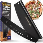 KitchenStar 16 Black Non-Stick Pizza Cutter | Sharp Stainless Steel Slicer Knife - Rocker Style w Blade Cover | Chop and Slices Perfect Portions + Dishwasher Safe Premium Pizza Oven Accessories