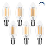 Akynite LED B15 Bayonet Candle Bulbs Dimmable Warm White 2700K, 400LM, 4W Filament LED Equivalent B15 40W Incandescent, AC 220V, C35 Small Bayonet Cap Candle Light Bulb for Chandelier, 6pcs