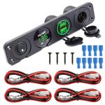 Dual USB Socket Charger Switch Panel - LED Voltmeter, 12V Power Outlet, ON-OFF Toggle Switch 4 in 1 Panel for Truck Trailer Camper Motorhome Marine Car Boat Mobiles (Green)