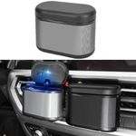 Zacxoxsr Multi-spot Placed Car Ashtray Removable Detachable Alloy with Lid Blue Led Clamped&Glued Beside Door Air Outlet Behind Seat Gray