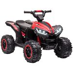 Aosom 12V Kids ATV, Four Wheeler Kids Quad with Music, MP3, Headlights, High & Low Speed, Battery Powered Electric ATV for Boys & Girls Gift, Red