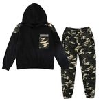 LOLANTA Camo Clothes for Boys Long Sleeve Hoodie and Pants Sets Kids 2 Piece Fall Outfits Sweatsuits(Black,10-12)