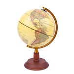 Topglobe 20cm Antique Globe With a Wood Base - World Globe Rotating Vintage Decorative - Dia 20cm