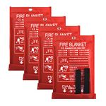 4 Pack Fire Blanket Fire Suppression Blanket, Emergency Fire Safe Blanket Fire Safety Blanket for Kitchen, Car and People, Fiberglass Firesafe Blankets (40 x 40 Inch)