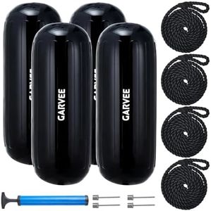 Garvee Boat Fenders 4 Pack 10 x 28 Inches Boat Bumpers for Docking, Ribbed Center Hole, Comes with Ropes and Pump to Inflate