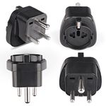 OREI European (Schuko) to India Plug Adapter - Convert European Type E/F Input to India Type D Three Prong Output Connection - Heavy Duty - Black Color (4 Pack)