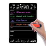 Weekly Meal Planner Magnetic Dry Erase for Refrigerator A4 - Magnetic Chalkboard Menu for Fridge - Magnet Dry Erase Chalk Board - Kitchen Blackboard Meal Prep Planner - Black Meal Planner