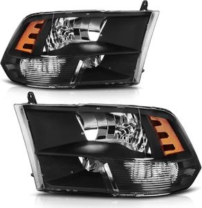 AUTOSAVER88 Headlights Assembly Compatible with 2009-2018 Dodge Ram 1500 2500 3500 Pickup / 2019-2022 Ram 1500 Classic Replacement Headlamp Black Housing (Only for Quad Models)