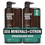 Every Man Jack Men’s Hydrating Body Wash for All Skin Types - Cleanse and Hydrate Skin with Naturally Derived Marine Extracts, Coconut Oil, and a Sea Minerals + Citron Scent - 1000 mL - 2 Bottles