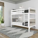 Max & Lily Bunk Bed, Scandinavian Modern Bunk Bed, Solid Wood Twin-Over-Twin Bed Frame for Kids, No Box Spring Needed, Blonde/White