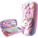 YRTOYS Cartoon Printed Pencil Pouch, Ethylene Vinyl Acetate (Eva) Multicolor For Kids / 3D Squishy Case/Stationery Box/Boys Girls Large Capacity Pouch - 1 Pcs (Unicorn Pouch)