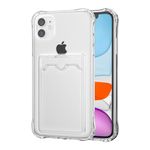 DEFBSC Case for iPhone 12, Transparent Back Card Holder Phone Case, Ultra Slim Soft TPU Shockproof Clear Case with Card Slot for Back of Phone - White