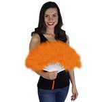 Orange Feather Flapper Hand Fan - Marabou Folding Fan Dance Home Decor