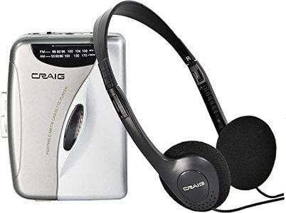 Craig CS2301A Personal Cassette Player with AM/FM Stereo Radio and Headphones in Grey and Silver | Removable Belt Clip | 3 Keys Button | DC Operation |