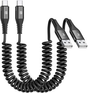 Coiled USB C Charging Cable for Car [2-Pack, 6ft] 3.0A, Fast Charger Type C Cord,Compatible with iPhone 15 16 pro max, Samsung A72 A71 A70 A52 A51 A50,S24/S23/S22/S21/S20/S10/S9, Huawei,Pixel,etc.