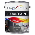 Heavy Duty Quick Dry Floor Paint - Garage, Workshop, Warehouse, Industrial Floor Paint - Ideal For Concrete, Stone, Brick, Wood & Metal (Anthracite Grey, 2.5 l Pack of 1)