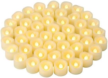48 pz LED senza fiamma tremolante candela votiva a batteria tremolante tremolante LED candeline sfarfallio sfarfalsi candele per Halloween, Natale, decorazioni per feste di nozze, ecc. (bianco caldo)
