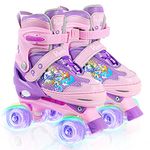 Runcinds 4 Size Adjustable Toddler Roller Skates for Girls with Light up Wheels, Kids Roller Skates for Beginners Outdoor Indoor