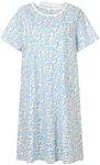 AVIIER 100% Cotton Hospital Gowns for Women Open Back Adaptive Clothing Nightgown Post Shoulder Surgery Patient Gown Blue Flower 3XL