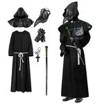 Kenaliyo Plague Doctor Costume Men, Halloween Costumes, Plague Doctor Cloak Robe, Plague Doctor Mask (Black, X-Large)