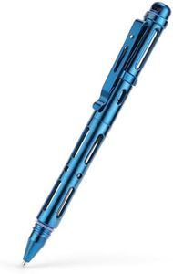 MecArmy TPX25 Titanium Luxury Pen, Edc Keychain Pen with Unique Anti-Tilt Shell Fluorescent Bar Pocket Clip for Office Writing, Waterproof Multitool with Glass Breaker for Emergency gifts (PVD Blue)