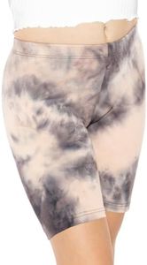 STRETCH IS COMFORT Girl's Cotton Biker Shorts Navy Tie Dye Medium